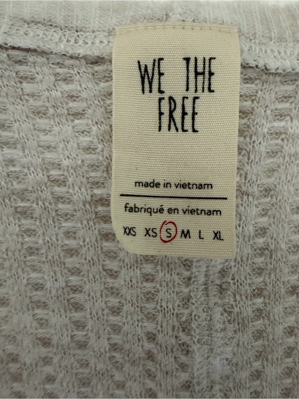 Free People Cream Waffle-Knit Long Sleeve Top